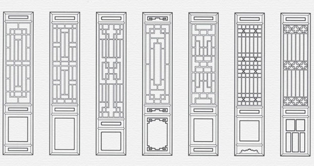 图们常用中式仿古花窗图案隔断设计图